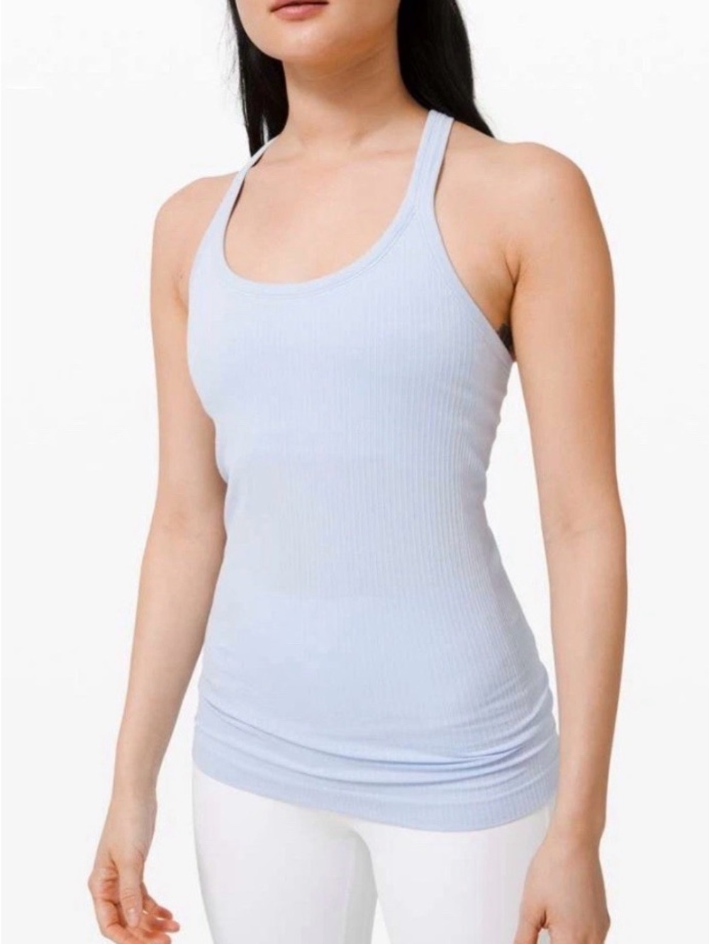 LULULEMON Ebb to Street Ribbed Tank Top - Size 6 Racerback Style Light Blue